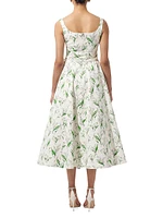 Floral Tie-Waist A-Line Midi-Dress