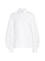 Cabana Embroidered Puff-Sleeve Blouse