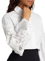 Cabana Embroidered Puff-Sleeve Blouse