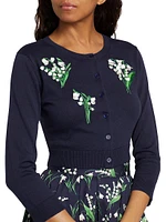 Floral Embroidered Silk-Cotton Crop Cardigan