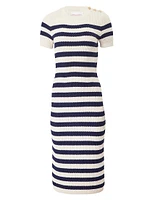 Silk-Cotton Striped Knit Midi-Dress