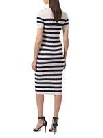 Silk-Cotton Striped Knit Midi-Dress