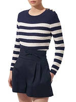 Silk-Cotton Striped Sweater