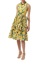 Floral Cotton-Blend Ruffled Midi-Dress