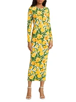 Floral Jersey Long-Sleeve Maxi Dress