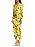 Floral Jersey Long-Sleeve Maxi Dress