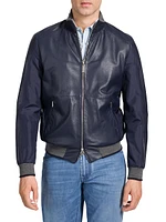 Deerskin Leather and Technical Silk Blouson Jacket