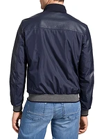 Deerskin Leather and Technical Silk Blouson Jacket