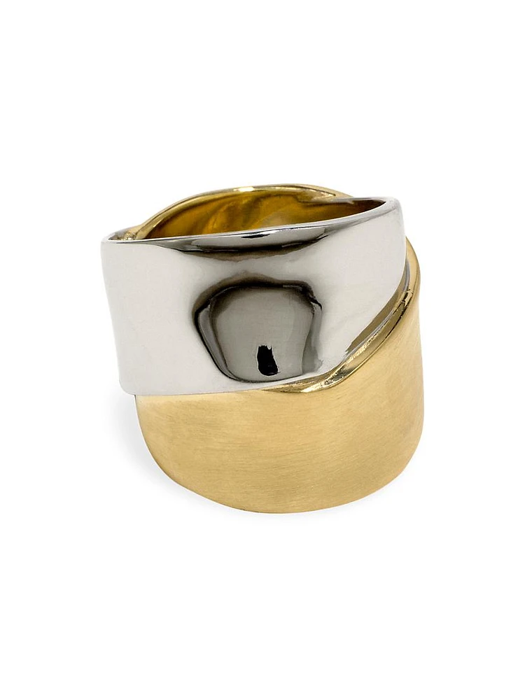 Ribbon Two-Tone 18K Gold-Plated & Sterling Silver Ring