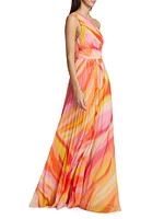 Morris Pleated One-Shoulder Gown