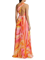 Morris Pleated One-Shoulder Gown