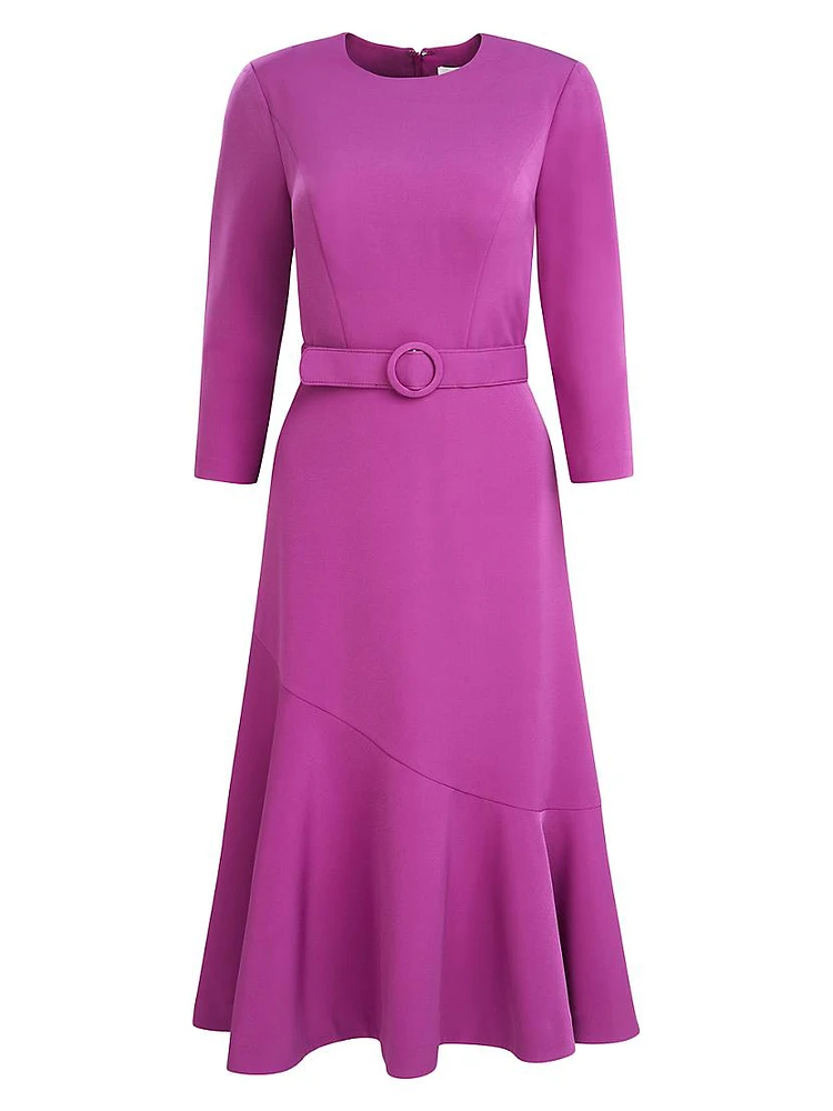 Polly Belted Flounce Midi-Dress