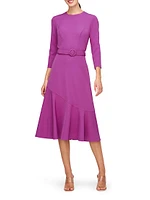 Polly Belted Flounce Midi-Dress