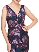 Kennedy Floral Jacquard Draped Gown