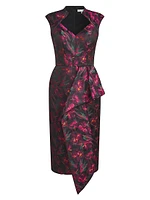 Kensley Floral Jacquard Midi Cocktail Dress