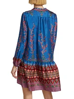 Jas Geometric Silk Shift Minidress