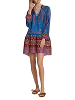 Jas Geometric Silk Shift Minidress