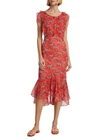 Aisha Silk Paisley Midi-Dress