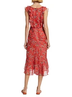 Aisha Silk Paisley Midi-Dress