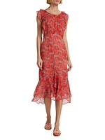 Aisha Silk Paisley Midi-Dress