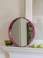 Scalloped-Edge Round Wall Mirror