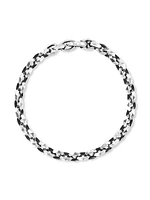 Torqued Faceted Chain Link Bracelet in Sterling Silver, 7mm