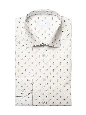 Contemporary-Fit Drink Print Shirt