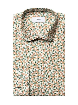 Slim-Fit Pineapple Print Cotton-Blend Shirt