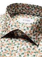 Slim-Fit Pineapple Print Cotton-Blend Shirt