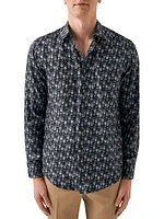 Slim-Fit Glass Print Silk Shirt