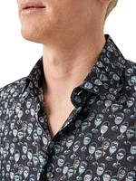 Slim-Fit Glass Print Silk Shirt