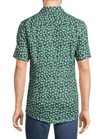 Slim Fit Kiwi Print Linen Short Sleeve Shirt