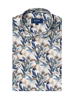 Contemporary-Fit Palm Print Linen Short-Sleeve Shirt