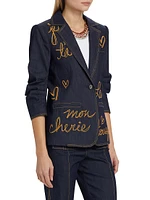 Khloe Embroidered Denim Blazer