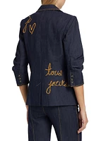 Khloe Embroidered Denim Blazer