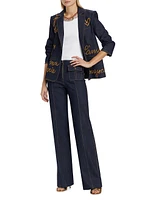 Khloe Embroidered Denim Blazer