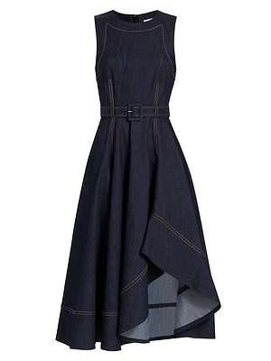 Zelda Denim Belted Midi-Dress