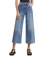 Houston Stretch High-Rise Seamed Crop Wide-Leg Jeans