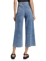 Houston Stretch High-Rise Seamed Crop Wide-Leg Jeans