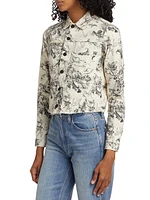 Janice Paisley Cropped Denim Jacket