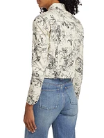 Janice Paisley Cropped Denim Jacket