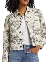 Janice Paisley Cropped Denim Jacket