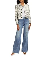 Janice Paisley Cropped Denim Jacket