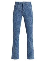 Stassi Paisley Stretch High-Rise Boot-Cut Jeans