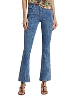 Stassi Paisley Stretch High-Rise Boot-Cut Jeans