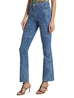 Stassi Paisley Stretch High-Rise Boot-Cut Jeans