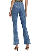 Stassi Paisley Stretch High-Rise Boot-Cut Jeans