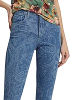 Stassi Paisley Stretch High-Rise Boot-Cut Jeans