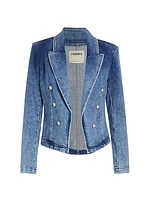 Wayne Denim Double-Breasted Blazer