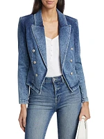 Wayne Denim Double-Breasted Blazer